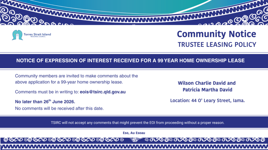 Community Notice TRUSTEE LEASING POLICY landscape